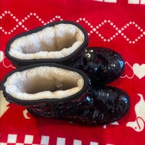 UGG Black Sequin Boots with Cream Lining
